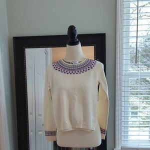 Brooks Brothers Cream and Purple Knit Sweater